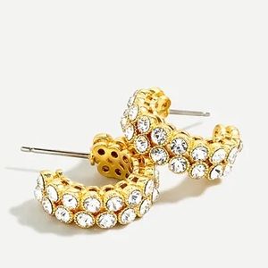 JCREW Crystal Bezel Hoop Earrings NWT OS Crystal